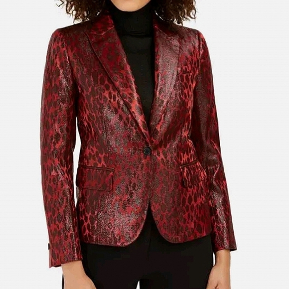 Anne Klein Jackets & Blazers - Anne Klein Metallic Red One Button Blazer size 12